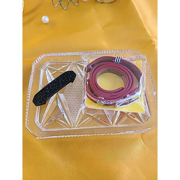 Origami Owl Leather Wrap Around Bracelet For her - Black Crystal Bar 2 Pc Set - Picture 6 of 7